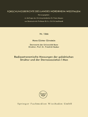 cover image of Radioastronomische Messungen der galaktischen Struktur und der Sternassoziation I Mon